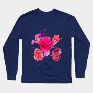 Pink Watercolor Flower Long Sleeve T-Shirt